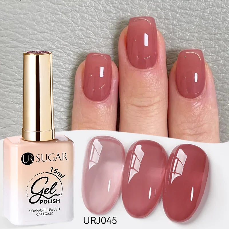 UR SUGAR 15ml Jelly Milky White Gel Polish – Translucent UV Soak Off Nail Art Varnish Semi-Permanent Fashion Nail Color