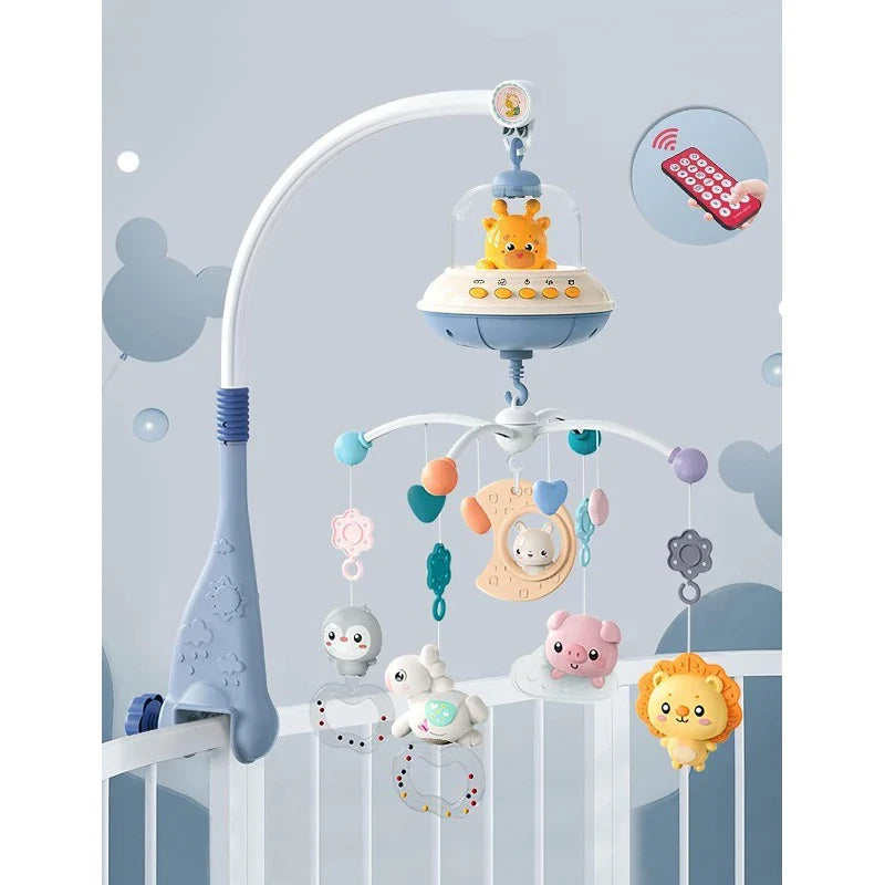 Baby Crib Mobile with Music, Lights, and Projection - Remote Control Toys for Newborns 0-6 Months