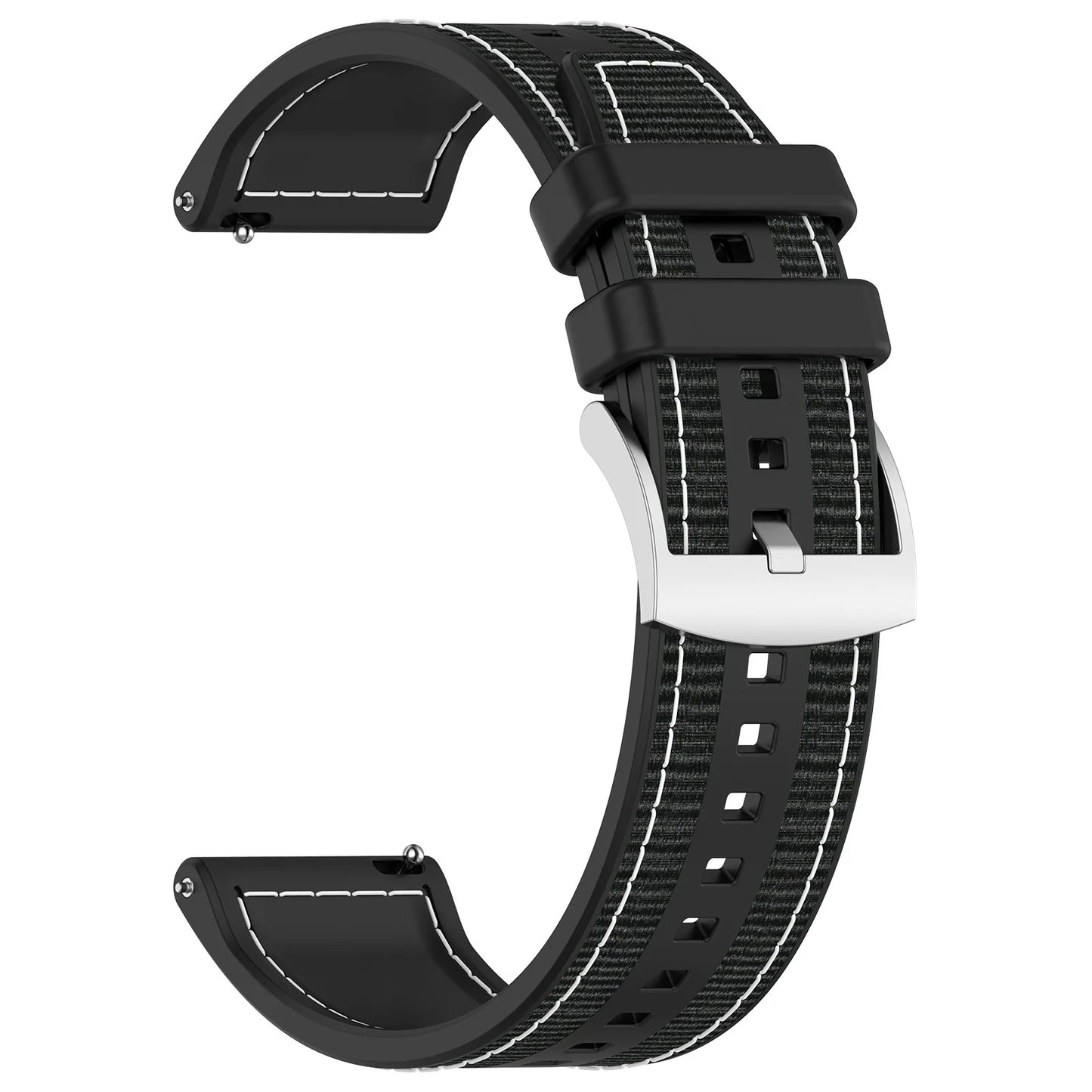 22mm Silicone & Nylon Composite Watch Band for NORTH EDGE APACHE-46 Smartwatch – Sport Replacement Bracelet Strap Correa