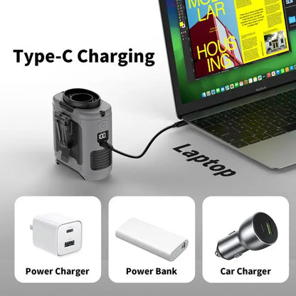Socool 10000mAh Portable Waist & Neck Fan — Handheld Ultra-Strong Wind with Phone Charging & LED Light for Outdoor Work