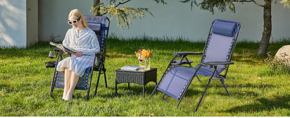 Zero Gravity Recliner Chairs Set of 2 — Portable Adjustable Outdoor Camping Patio Lounge with Cup Holders & Pillows