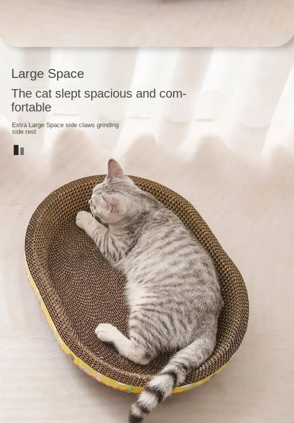 Cat Scratching Board – Oval Corrugated Paper Claw Grinding Toy, Wear-Resistant Furniture Protector & Cat Nest Accessory