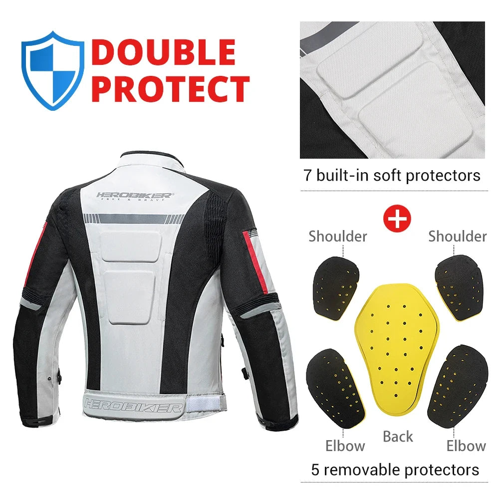 HEROBIKER Waterproof Motorcycle Jacket - Men’s Racing Riding Gear With EVA Protection Moto Pants Clothing Set