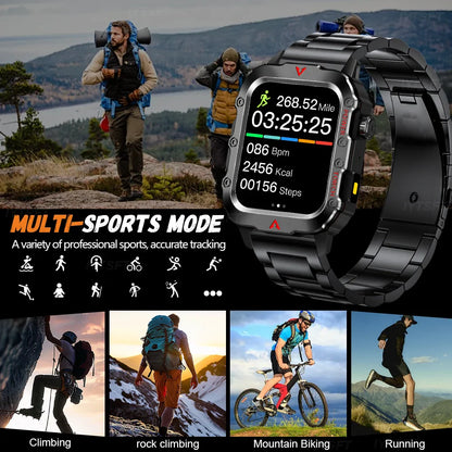 G.L Wear 2025 Sports Smart Watch – Bluetooth Call, LED Flashlight, Multi-Function Outdoor Fitness Watch for Men & Women