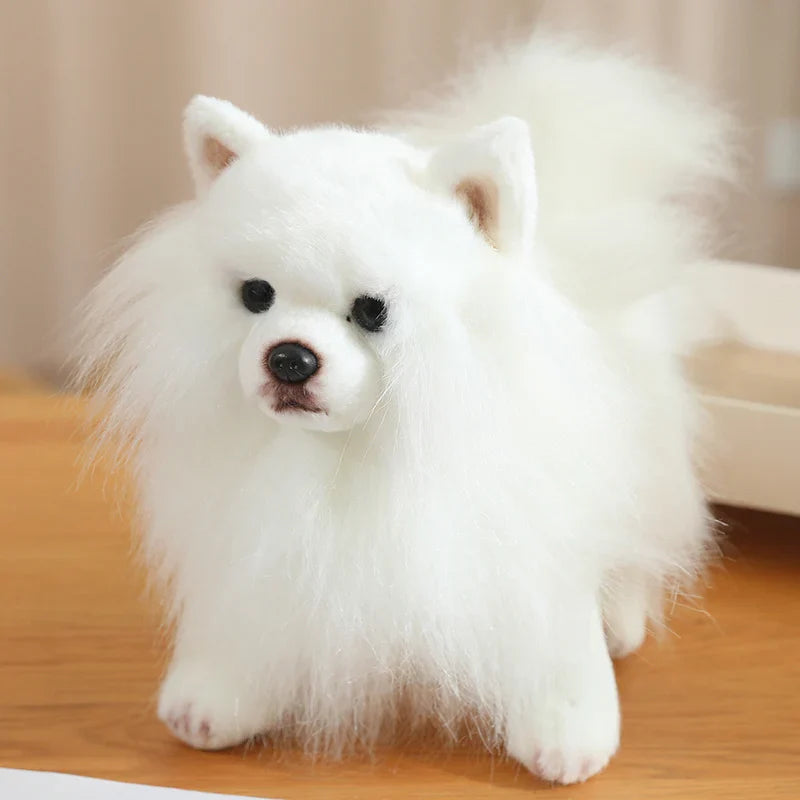 Realistic Pomeranian Plush Toy - Cute Soft Stuffed Puppy for Kids, Girls, Xmas Gifts & Home Decor