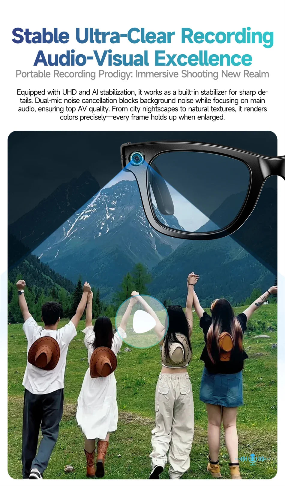 LIGE Smart Glasses — AI Camera Sunglasses with BT Call, Music, Touch Control, Voice Assistant, Video & Sound Recording, WiFi Transmission