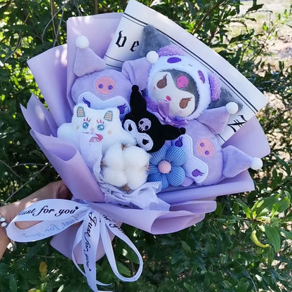 Sanrio Kuromi Plush Flower Bouquet — Soft Plush Doll Gift for Christmas, Valentine's Day, Birthday & Wedding Party