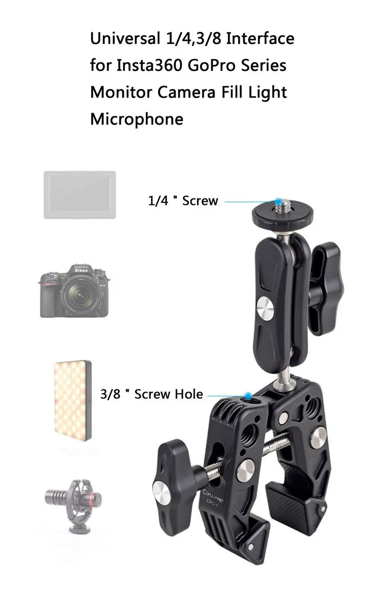 Selfie Stick Monopod Handlebar Mount – Compatible with Insta360 X4/X3/X2, GoPro 8-13 & DJI for Bicycle & Motorcycle