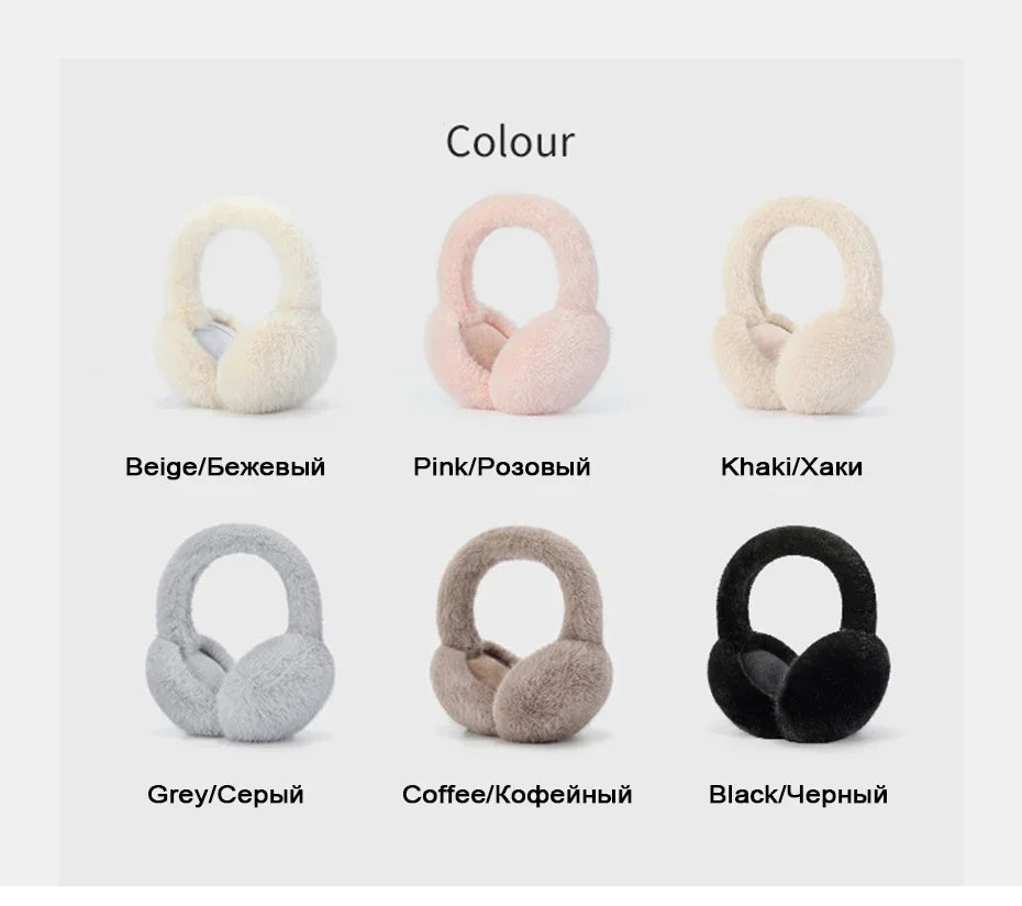 Soft Plush Ear Warmers Winter Earmuffs for Women & Men - Solid Color Cold Protection Earflap Outdoor Ear Covers