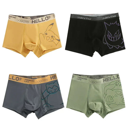 Pokémon Anime Boxer Briefs - Men’s & Boys’ Charmander, Charizard, Bulbasaur, Gengar & Pikachu Underwear