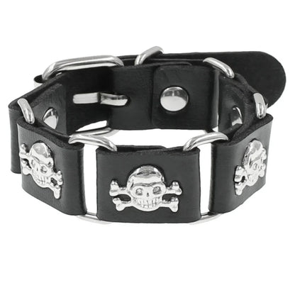 90s Punk Style Bracelet – PU Leather with 3 Rows of Spikes & Square Studs, Fashion Bangle for 2024