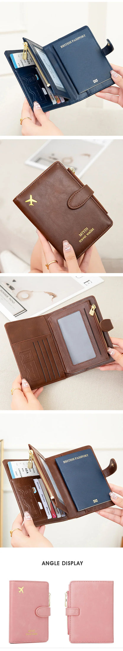 Multi-Functional RFID Anti-Theft Passport Bag – PU Leather Wallet with Multi Card Slots & Large Capacity