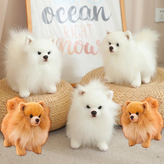 Realistic Pomeranian Plush Toy - Cute Soft Stuffed Puppy for Kids, Girls, Xmas Gifts & Home Decor