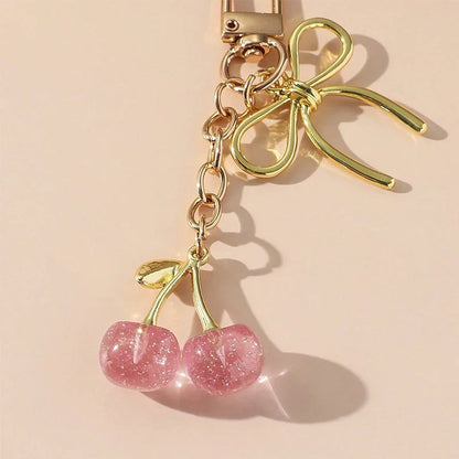 Red Cherry Pendant Keychain – Cute Multifunctional Bag & Car Key Accessory for Women