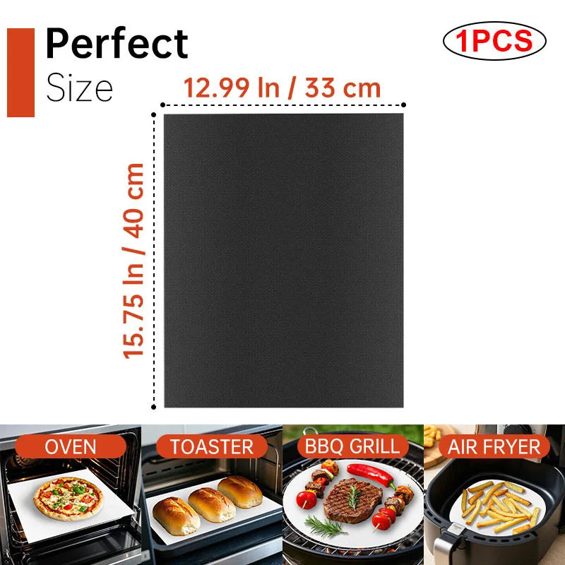 Reusable BBQ Grill & Oven Mat - Non-Stick Heat Resistant Baking Liner for Grilling, Cooking & Oven Protection