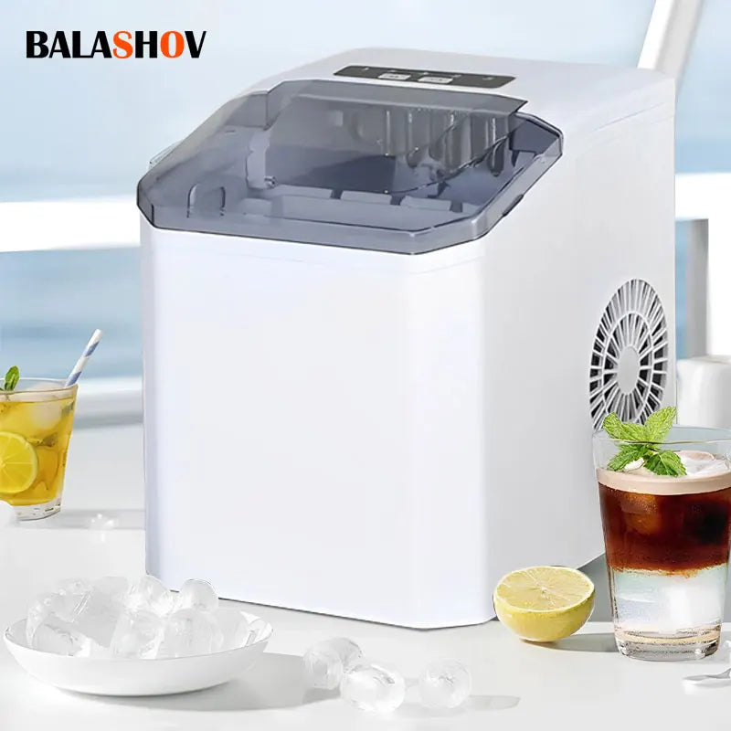 Portable Electric Ice Cube Maker - Automatic Bullet Round Ice Machine, 15kg/24H for Family, Bar, Coffee Shop, Kitchen, Office