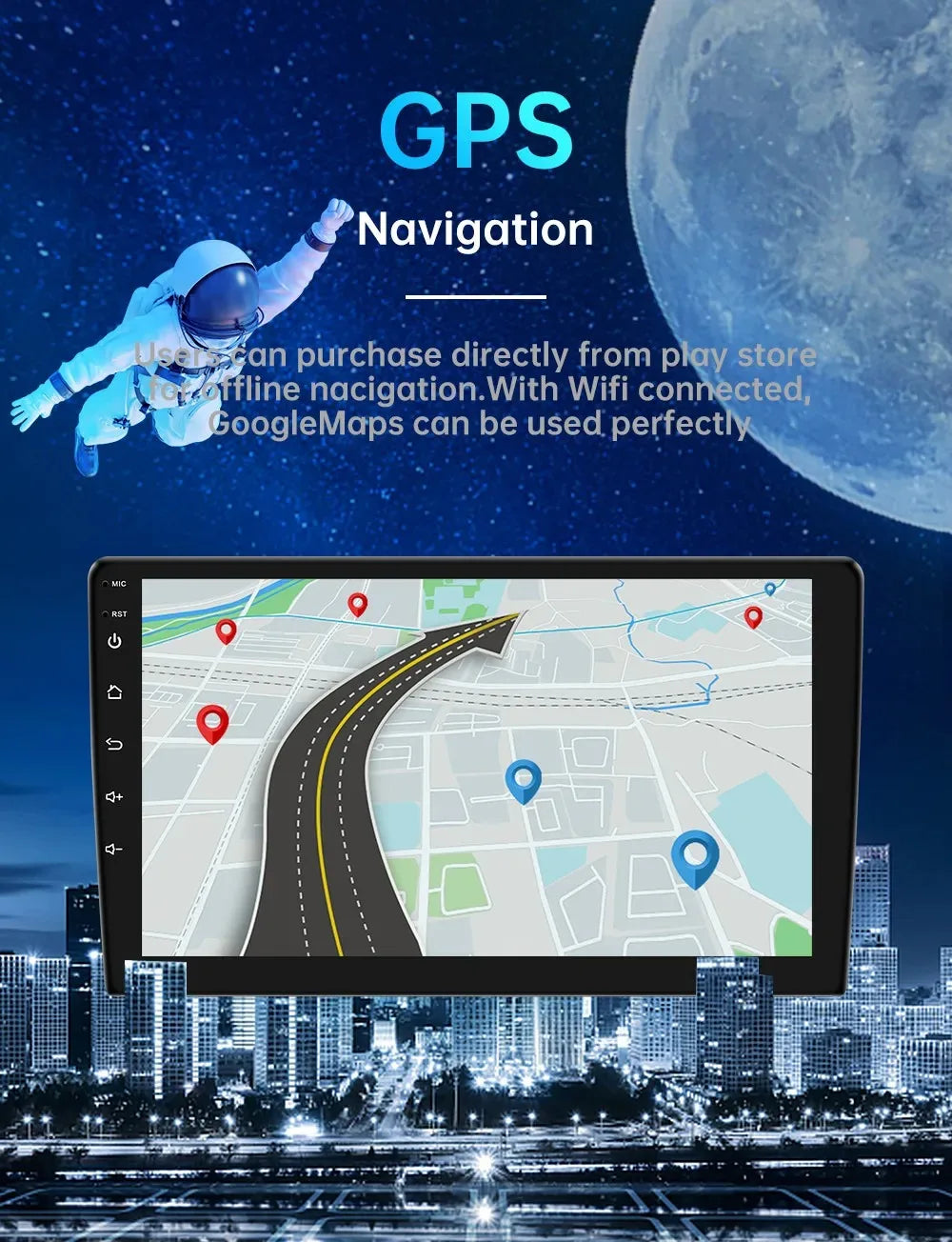 Android 13 Car Radio — 7/9/10" 2-DIN GPS Multimedia Player with 64GB, Wireless CarPlay & Android Auto