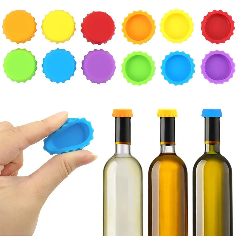 2/6/12pcs Silicone Beer Bottle Caps – Preservative Covers for Wine, Vinegar, Soy, and Cocktail Bottles