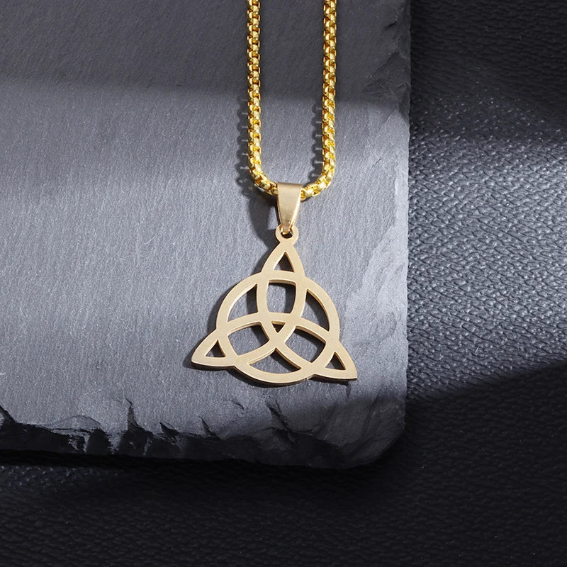 Witch Knot Cuff Bracelet - Stainless Steel Pagan Magic Knot Good Luck Amulet Celtic Knot Jewelry