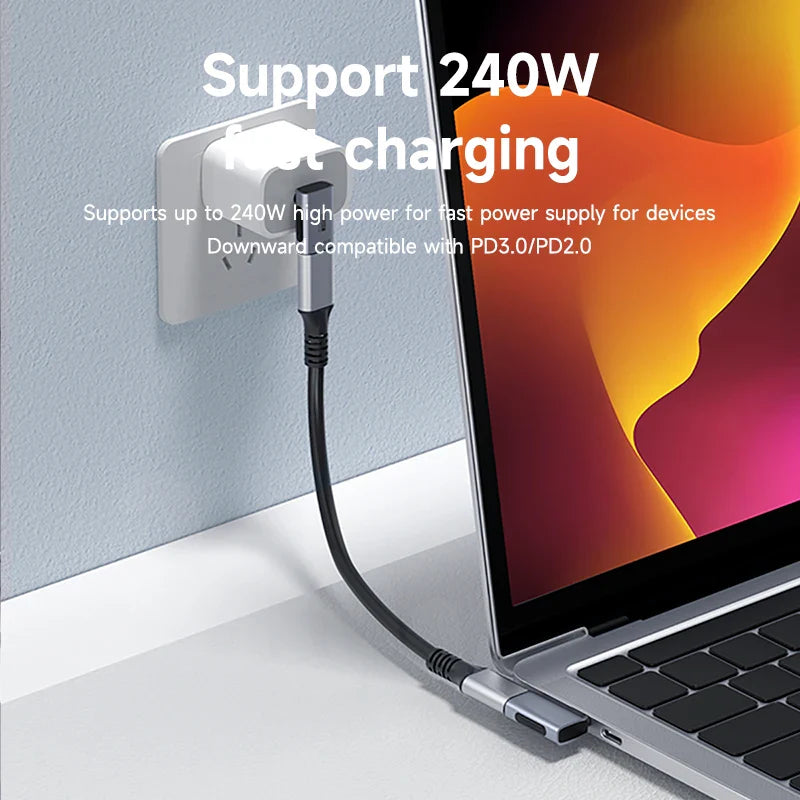 Hagibis 240W USB-C to USB-C Adapter — 40Gbps 8K 60Hz USB4 Converter, 90° for Thunderbolt 4/3, MacBook, iPhone 16 Pro & Tablet