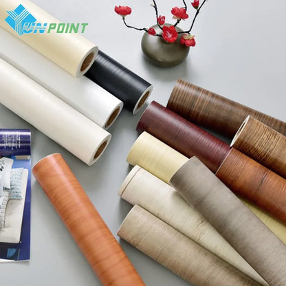 PVC Waterproof Self-Adhesive Wallpaper Roll — Wood Grain Vinyl Decorative Film for Furniture, Cabinets, and DIY Home Decor
