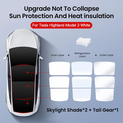 YZ Sun Visor Upgrade for Tesla Model 3 & Y Highland 2021-2024 – Ice Cloth Buckle Sunshade for Glass Roof & Skylight