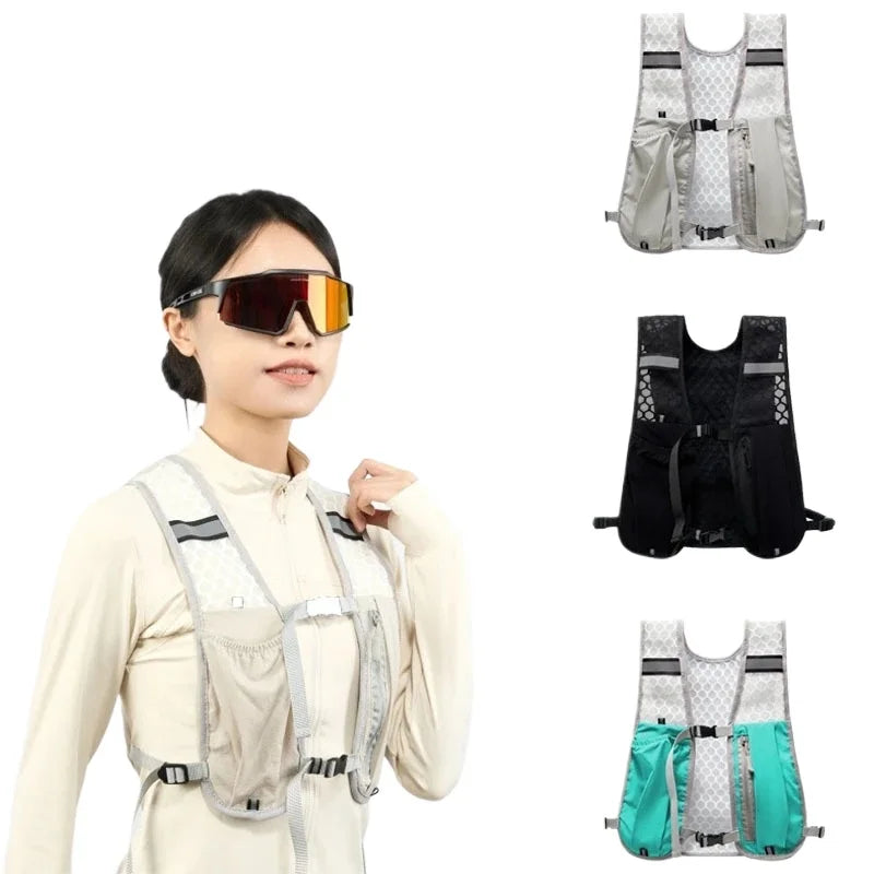 Lightweight Reflective Running & Biking Vest | Hydration Chest Pack with Phone Storage Pocket