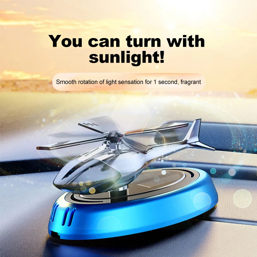 Solar Car Air Freshener – Helicopter Decoration with Rotating Aromatherapy Perfume Diffuser, Interior Car Decoration