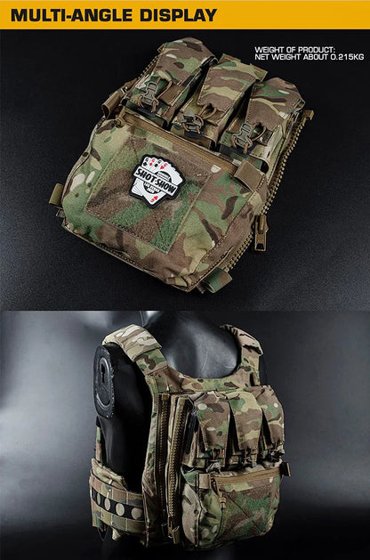V5 FCPC Sport Vest Back Panel – Zippered Backplate with Expansion Bag & Triple Pouch for Airsoft Vest Plate Carrier Accessories
