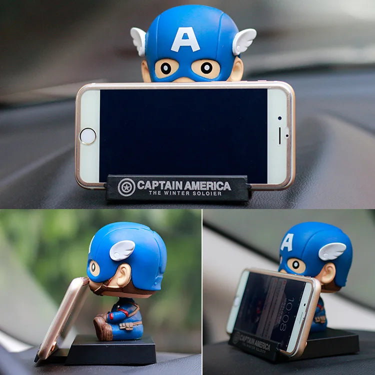 10cm Shaking Head Dolls – Spider-Man, Iron Man, Hulk & Deadpool Car Decorations & Mobile Phone Bracket Gifts