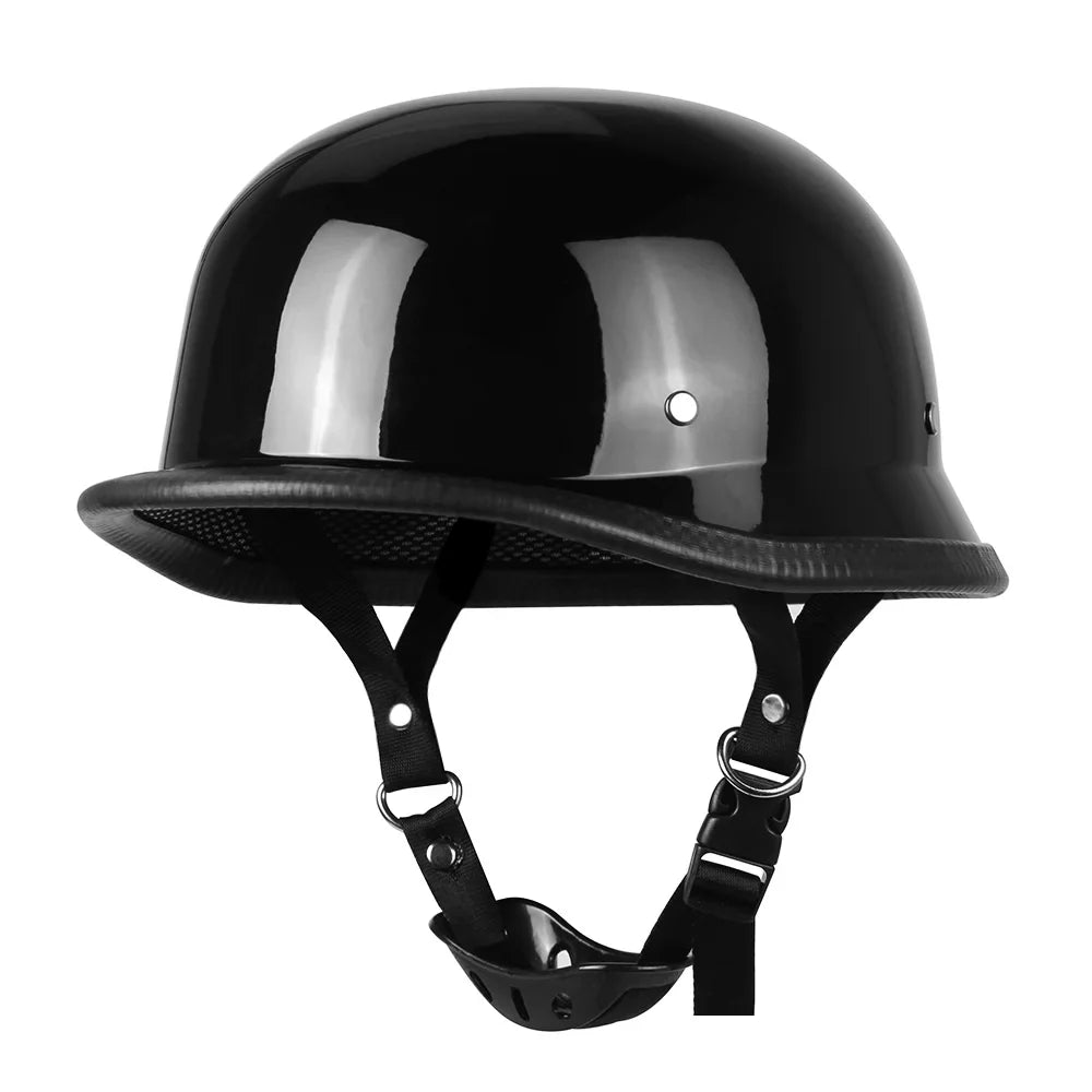 German Leather Motorcycle Half Helmet - Vintage Open Face Biker Helmet, DOT Certified, Casco Moto for S-XXL Sizes