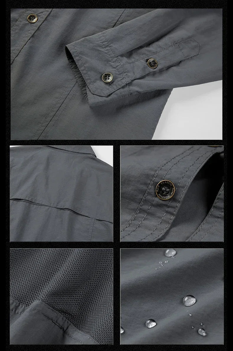 Men's Lightweight Tactical Shirt – Breathable Long Sleeve Outdoor Work Shirt with Sun Protection