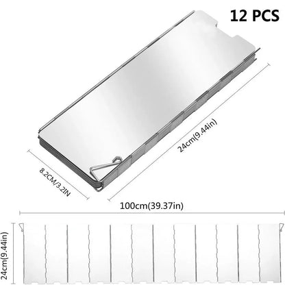 Aluminum Alloy Gas Stove Wind Shield – Windproof Screen for Outdoor Camping & Picnic (8-16 Plates)