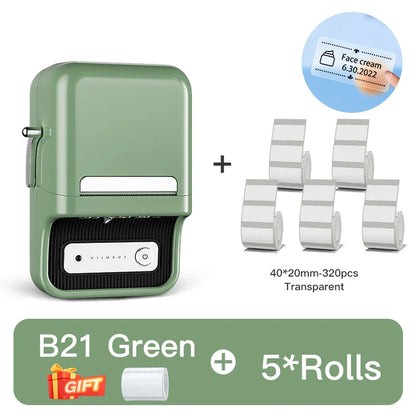 NIIMBOT B21 Portable Thermal Printer – 1500mAh Wireless Sticker Printer with Self-Adhesive Labels for Barcode, Clothing & Jewelry