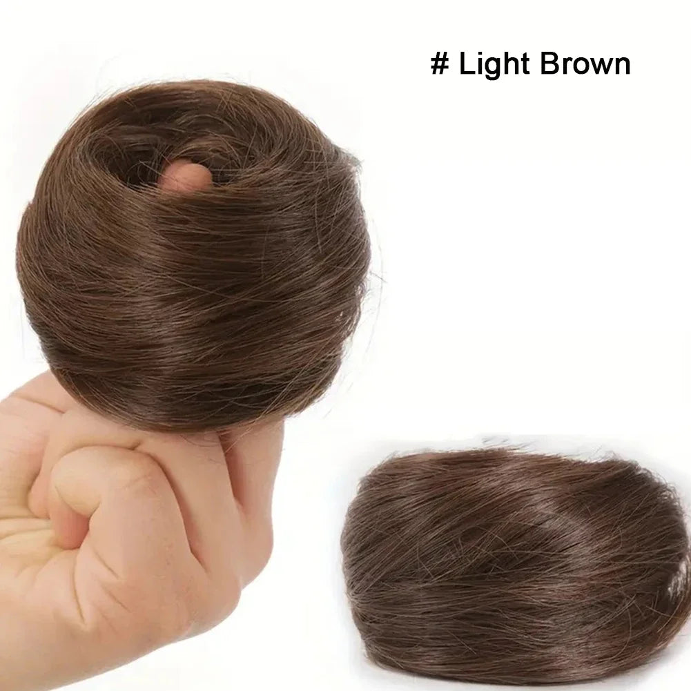 100% Human Hair Bun Ponytail Hairpiece – Brazilian Hair Scrunchie Updo, Donut Chignon Hair Extension for Women