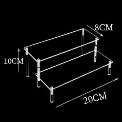 Acrylic Display Stand Rack - 1-4 Tier Transparent Trapezoid Organizer Shelf For Cupcakes, Perfume, Dolls & Collectibles