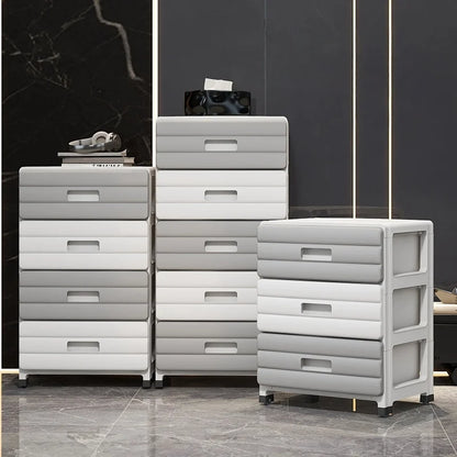 13.78" Wide Rolling Drawer Storage Cabinet — 3-6 Tier Mobile Organizer with Wheels, Gray or Brown for Living Room & Bedroom