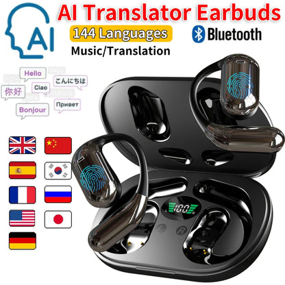 AI Translator Earbuds – Real-Time Bluetooth Translation Headphones for Travel, Supports 144 Languages