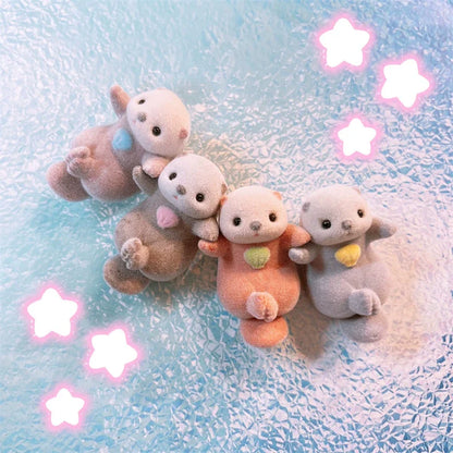 Genuine YELL Gashapon Capsule Toy – Kawaii Flocking Otter Figures for Kids, Desk & Collectible Decor