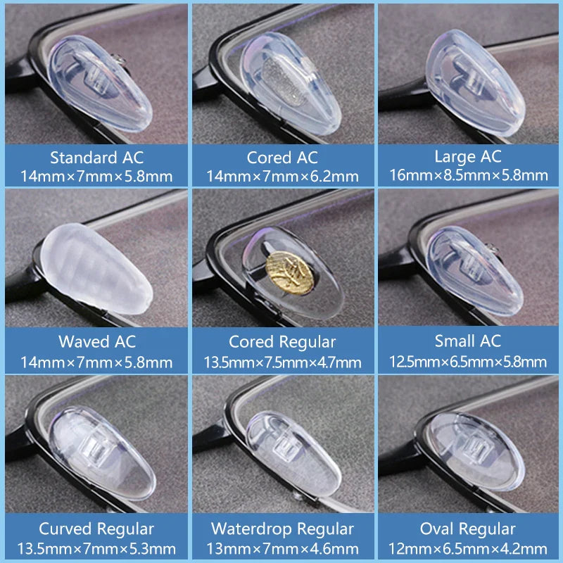 Silicone Air Chamber Nose Pads for Glasses | Anti-Slip Screw-In Eyewear Support & Accessories Kit
