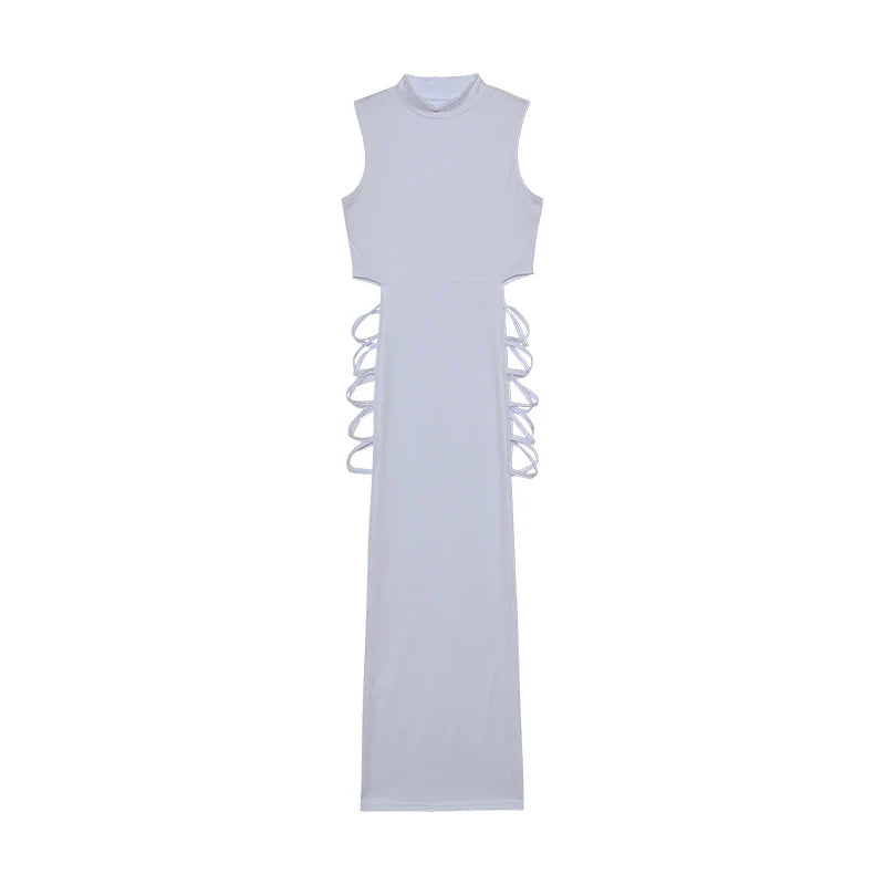 Women’s Criss Cross Cut Out Bodycon Dress – Sexy Sleeveless Mock Neck Slim Fit Party & Club Mini Dress