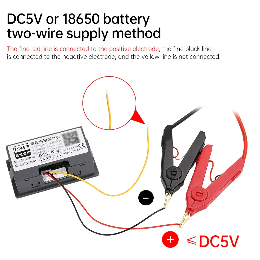 TS457/T459 High-Precision Lithium Battery Internal Resistance Tester – 18650 Battery Capacity & Quality Detector DC 5V Four-Line Meter