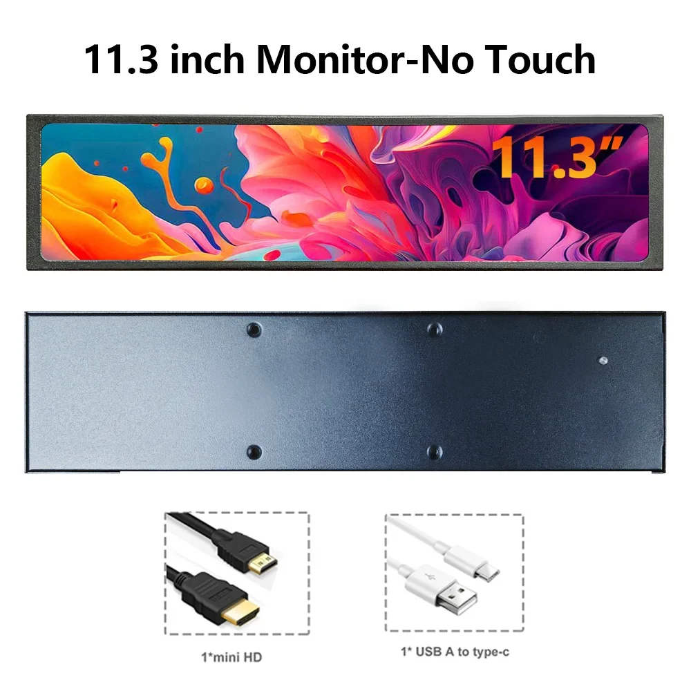 Portable Stretched Monitor - 1920x440 IPS LCD Display for Raspberry Pi, AIDA64 PC & Laptop Setup