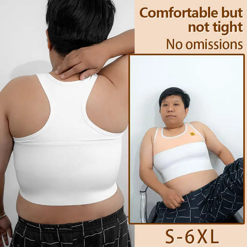 Quick-Dry Pullover Chest Binder – Sports Wear Short Vest Corset with Full Bandage Support, Plus Size