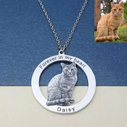 Personalized Pet Photo Necklace — Custom Engraved Dog & Cat Pendant, Handmade Memory Jewelry Keychain Gift