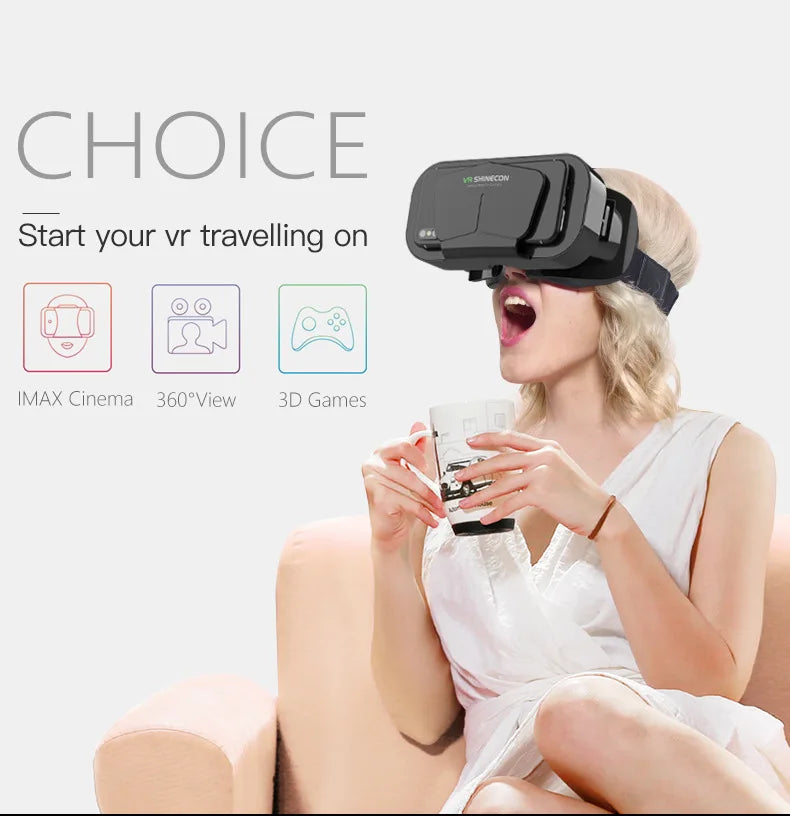 Shinecon 3D VR Headset – Virtual Reality Glasses with Helmet Lenses for Smartphones