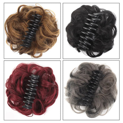 LUPU Synthetic Chignon Messy Bun Claw Clip - Wavy Curly Hair Piece for Women, Easy-to-Use Ponytail Extensions Scrunchie Hairpieces