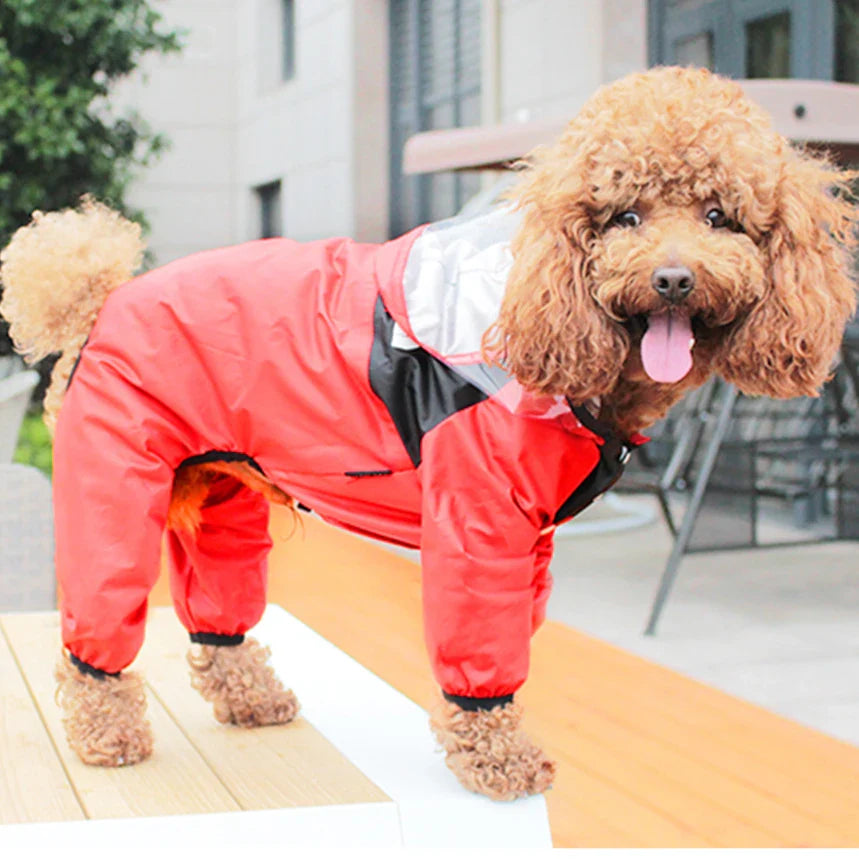 Waterproof Dog Raincoat – Dog Face Jumpsuit, Water-Resistant Jacket for Dogs, Pet Coat for All Weather