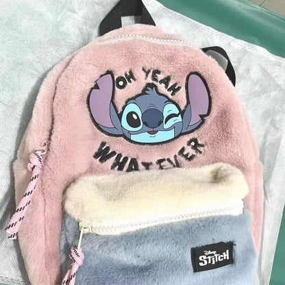Disney Stitch Plush Children's School Bag – Cute Color Blocking Kindergarten Backpack, Mini Fashion Backpack