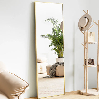 64"x21" Full Body Wall Mirror – Standing, Hanging, or Leaning with Aluminum Alloy Frame for Living Room